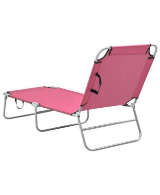 Sun Lounger Pink Oxford fabric, Powder-coated steel Standard