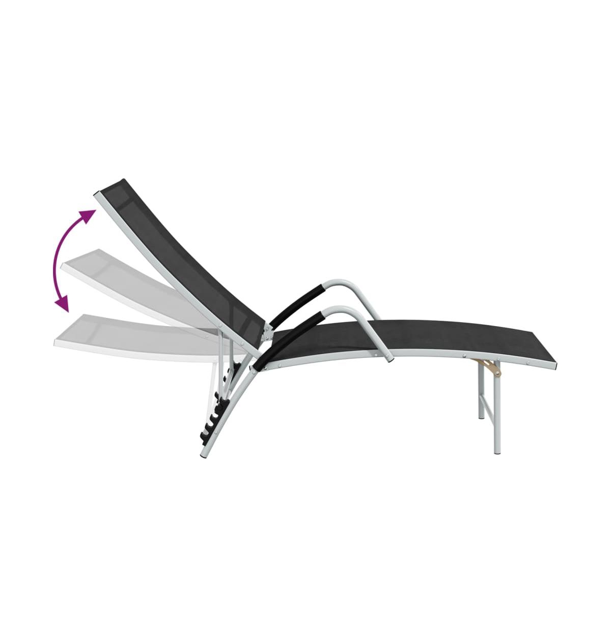 vidaXL Sun Lounger Textilene and Aluminum- Black