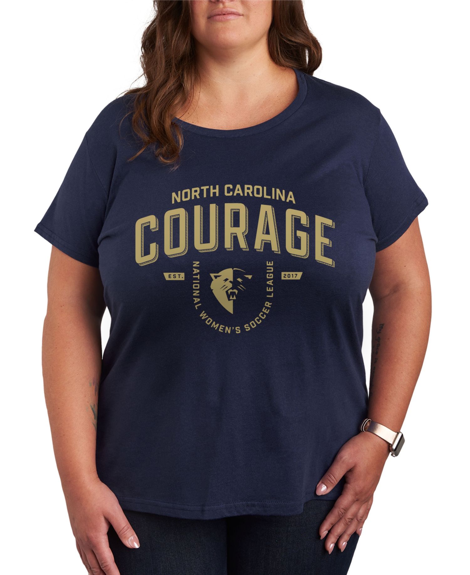 Plus Size Trendy North Carolina Courage Graphic Crew Neck T-Shirt