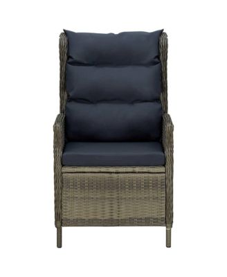 Reclining Patio Chair with Footstool Poly Rattan Brown