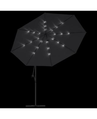 Cantilever Garden Parasol with LED Lights Black 137.8"