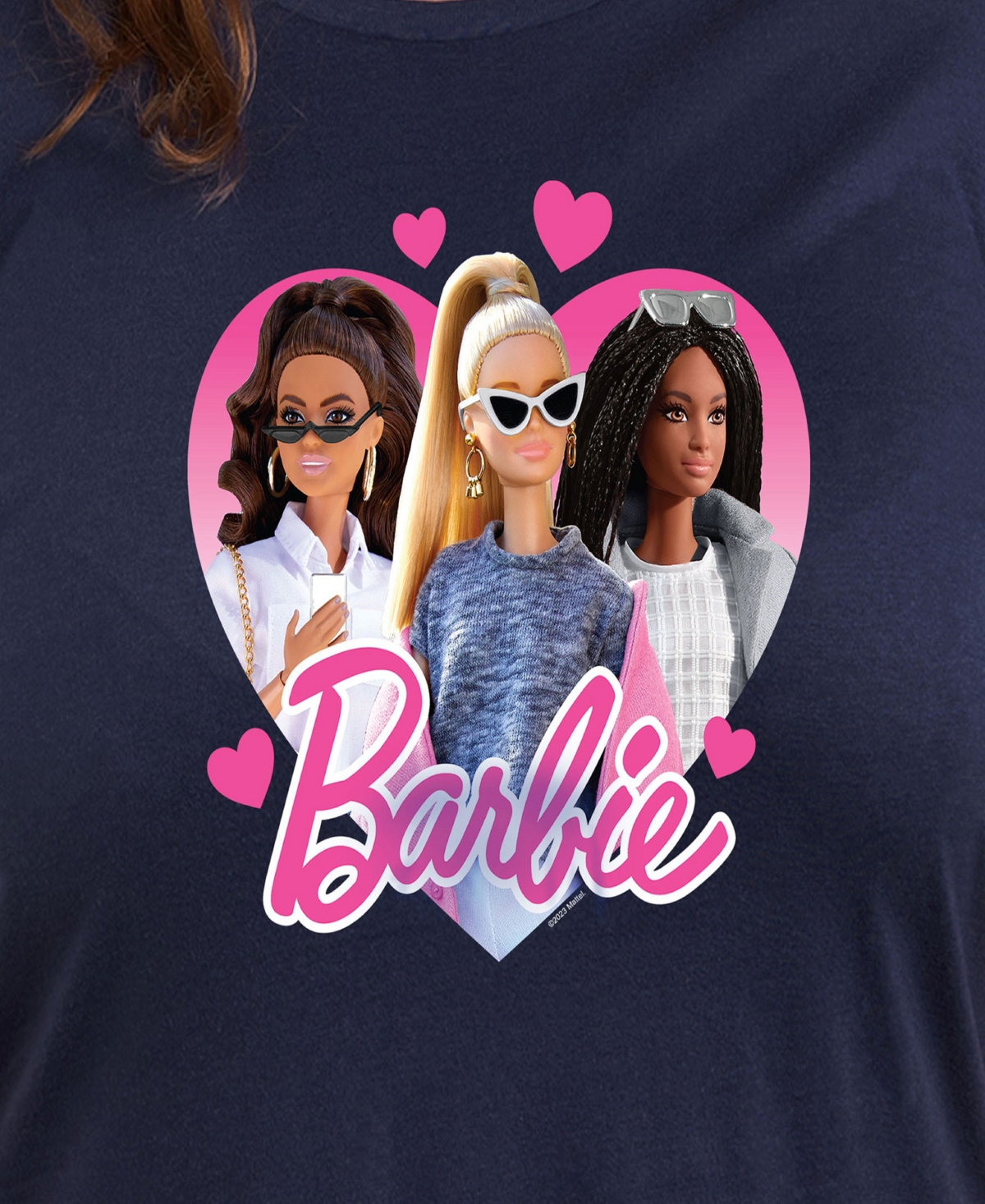 Hybrid Apparel Plus Size Trendy Barbie Heart Graphic Crew Neck T-shirt In Blue