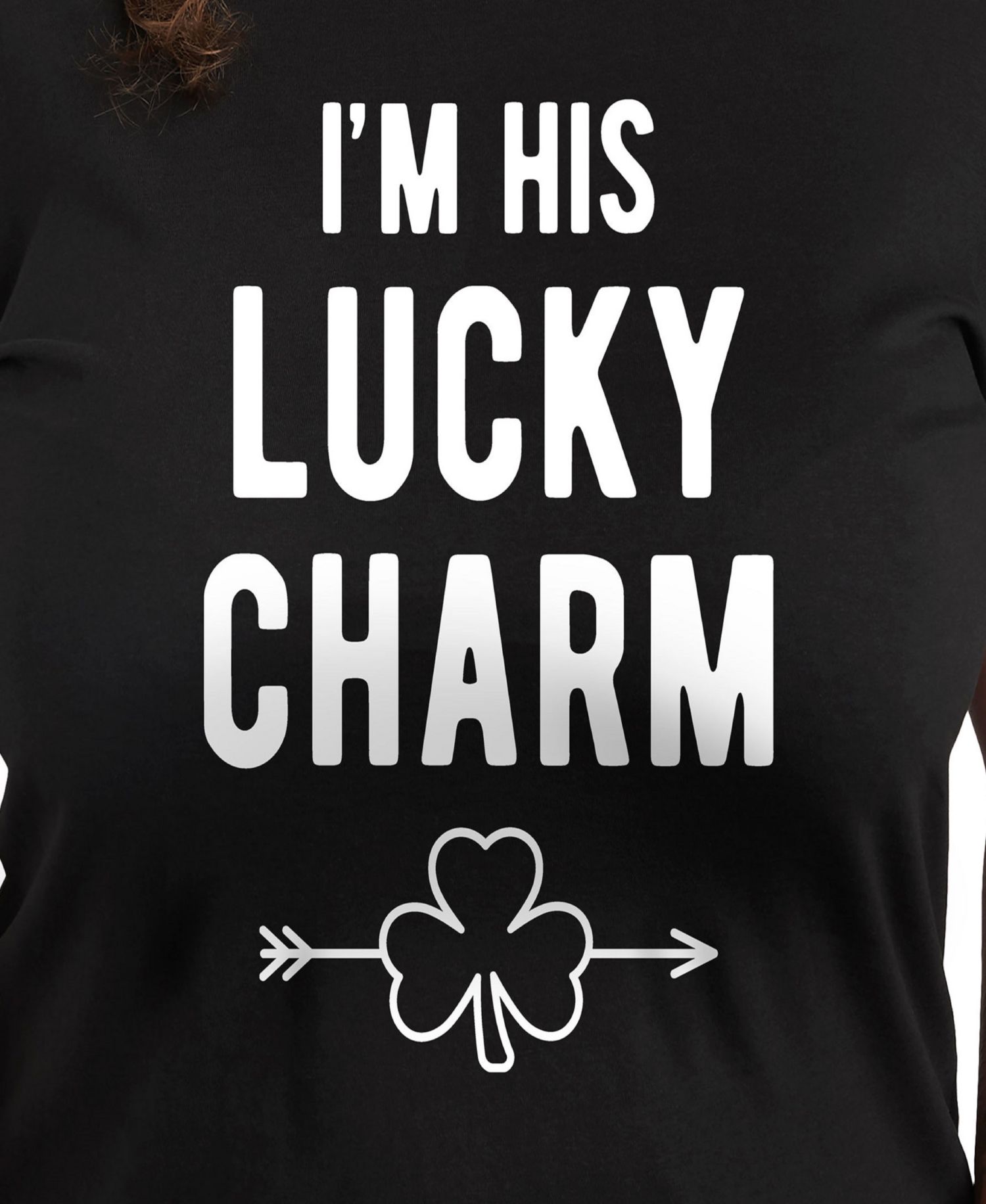 Plus Size Trendy I'm His Lucky Charm Graphic Crew Neck T-Shirt