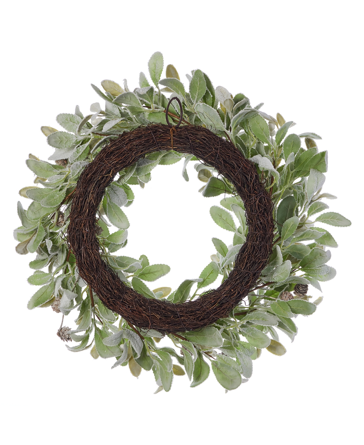Seasonal 24" Snowy Lambs Ear and Holly Berry Wreath