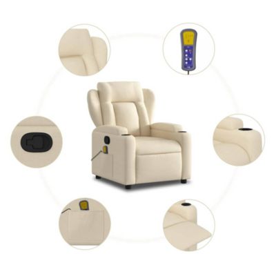 Massage Recliner Chair Cream Polyester, Metal, Plywood Standard