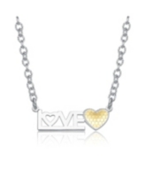 Rachel Glauber Two-Tone Love Heart Bar Pendant Layering - White