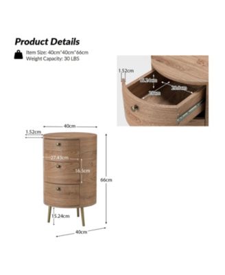 Cavinato Contemporary 26'' Tall Drum 3 - Drawer End Table with Metal Legs