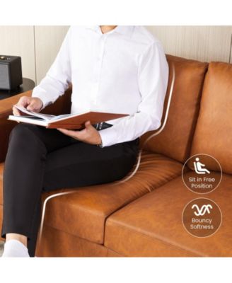 85" Leather Couch for Living Room, Modern Sofa Couches with Padded backrest, Upholstered Sofa with Armrests and Comfy Cushions, Deep Seat Sofas for Living Room, Bedroom, Office