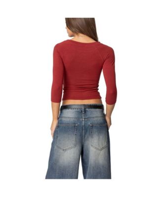 Womens Mary Quarter Sleeve Wide Neck Top