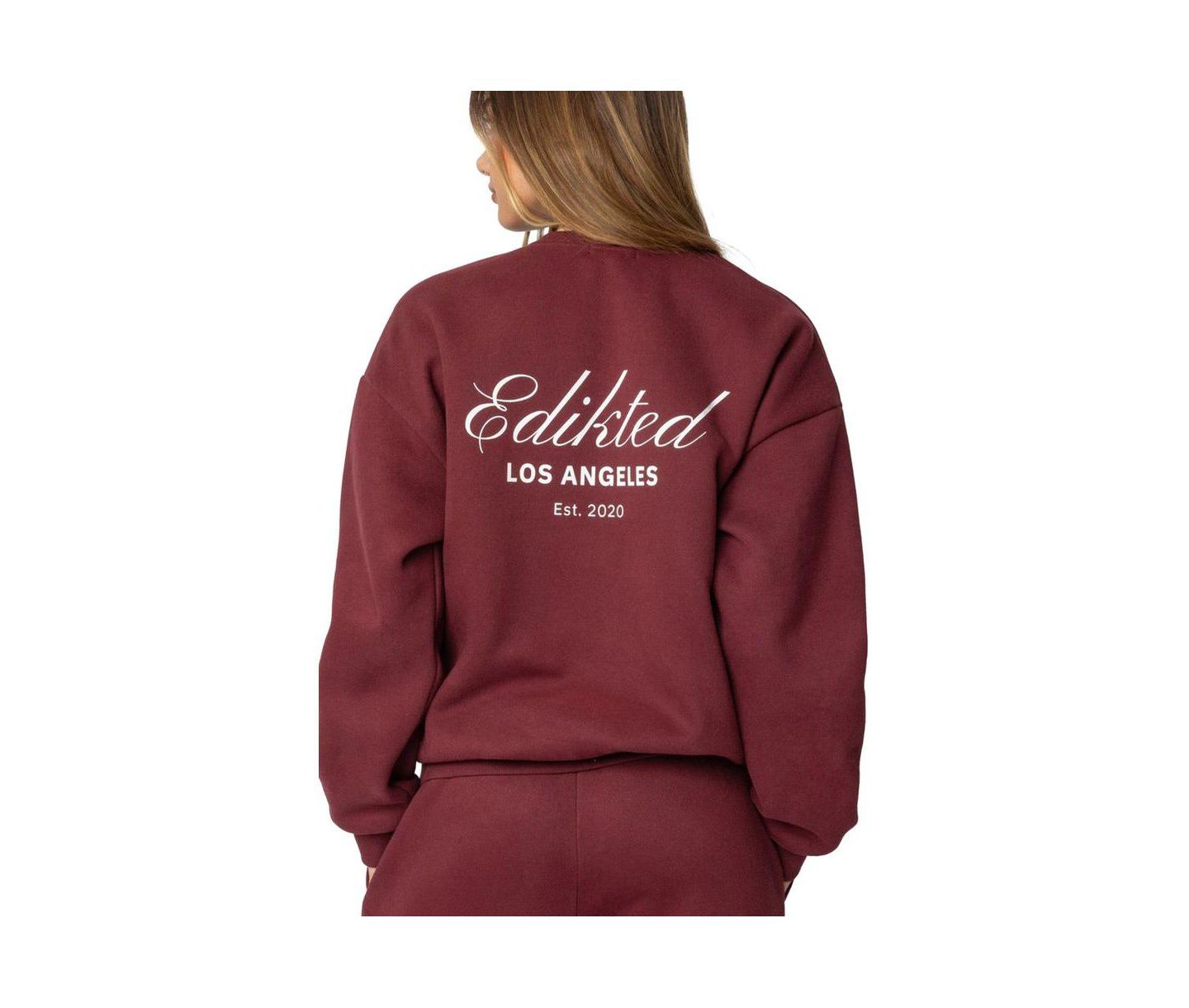Женский свитшот Edikted Get Edikted, цвет: Бордовый — фото 2