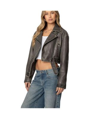 Women's Washed Faux Leather Jacket