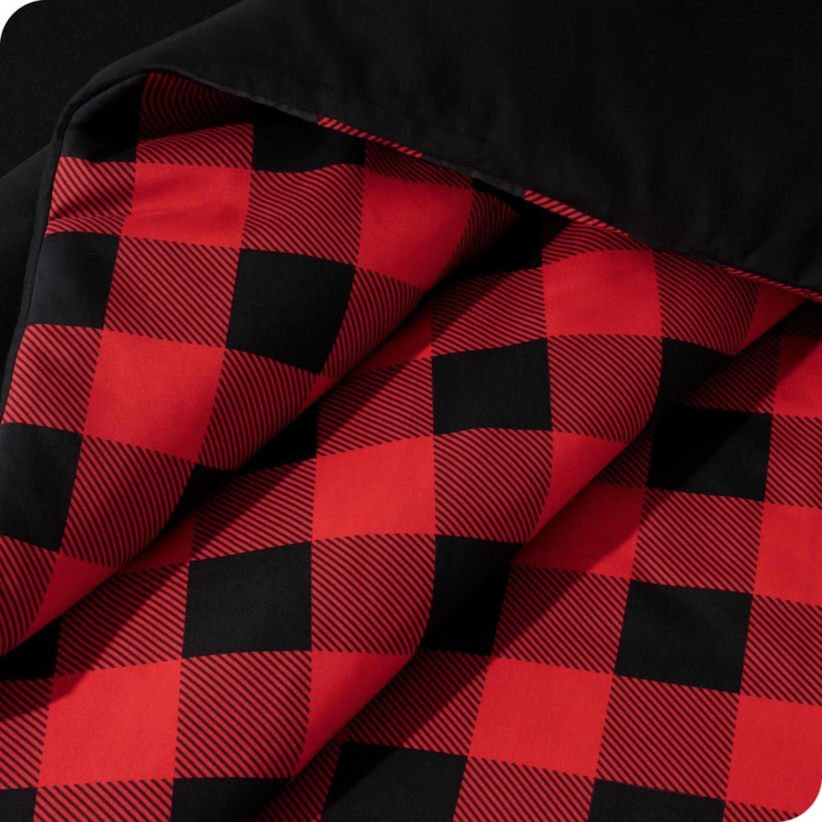 Bare Home Track Stitch Comforter Set - Buffalo plaid - red/black