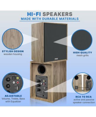 Hi-Fi Home Bookshelf Monitor Speakers, Bluetooth Desktop Studio System with Remote Control, 60W MAX