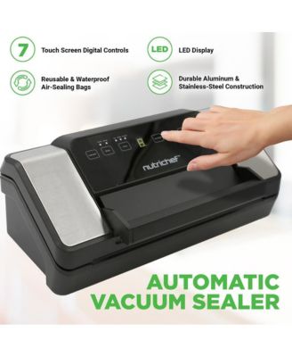 Deluxe Vacuum Sealer with Front Handle and Roll Cutter for Food Storage (Black)