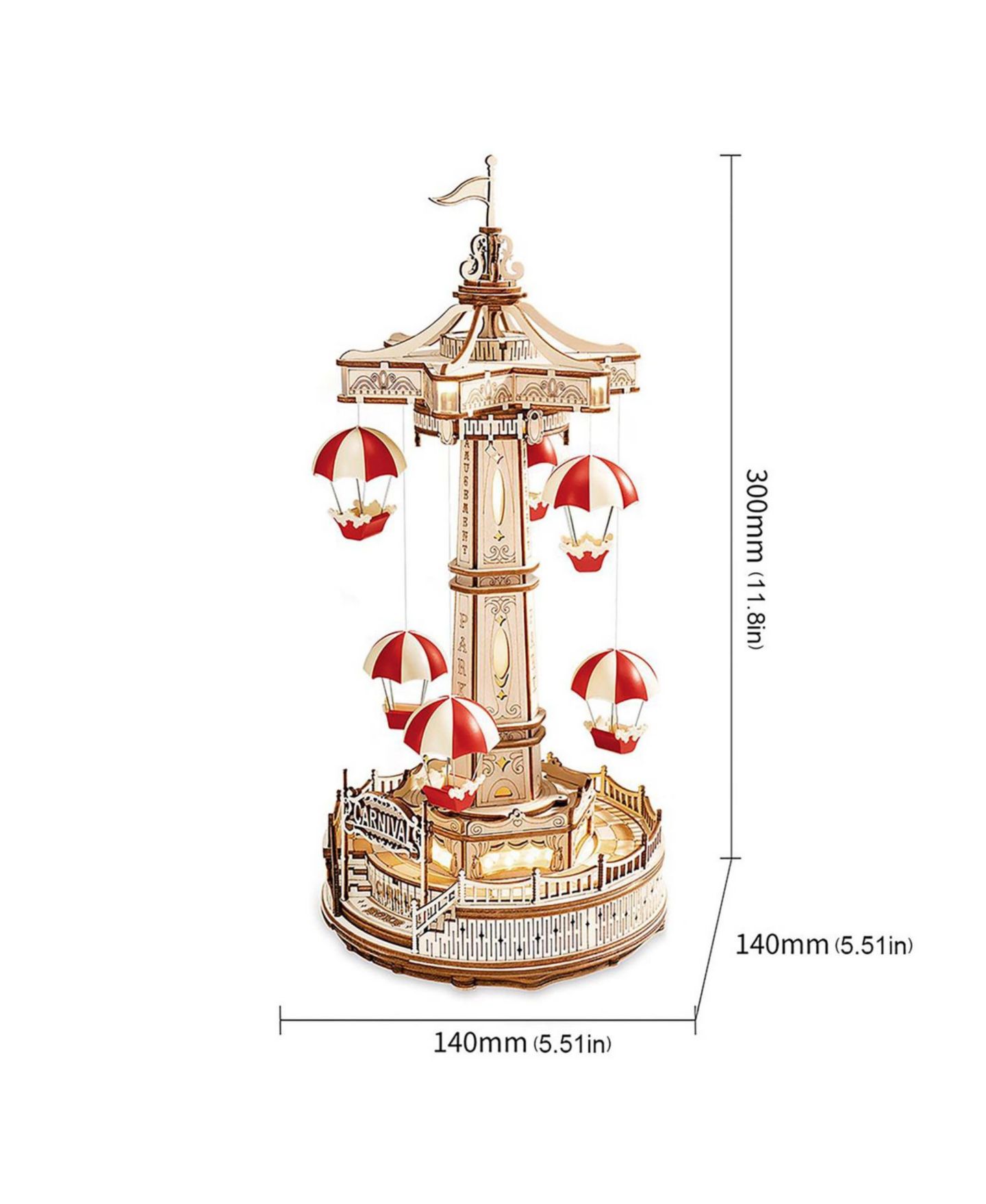 Детские конструкторы Robotime 3D Wooden Puzzle Parachute Tower DIY Model Gift for Birthday Children Adult, 5.51"5.51"11.8" — фото 5