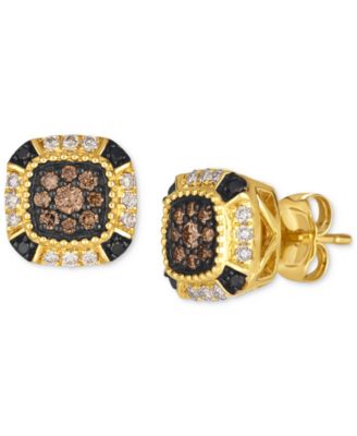 Le Vian - Chocolate Diamond&reg; (1/5 ct. t.w.), Nude Diamond™ (1/6 ct. t.w.) & Blackberry Diamond (1/20 ct. t.w.) Stud Earrings in 14k Honey Gold