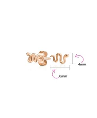 Garden Crawler Reptile Serpent Snake Stud Earrings Rose Gold Sterling Silver