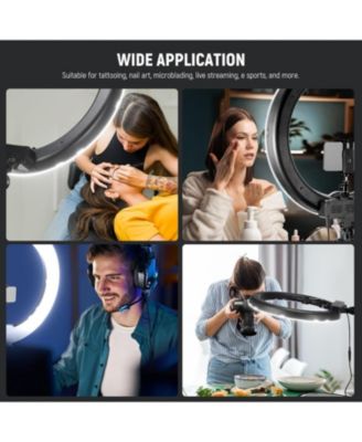 Ring Light 18inch Kit: 55W 5600K Professional LED with Stand and Phone Holder, Soft Tube & Bag for Tattoo Lash Extension Barber Makeup Artist Studio Video Photography Lighting, RL-18