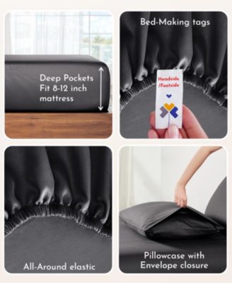 Soft Cotton Cooling Durable Sateen 3 Piece Deep Pocket Sheets Set, Twin