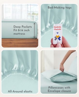 Soft 100% Cotton Sheets Set - Durable Sateen, Deep Pocket - Full