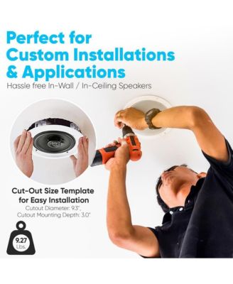 8.0" In-Wall / In-Ceiling Speakers - 2-Way Flush Mount, 250W Max Power Output, Polypropylene Cone, High Compliance Polymer Tweeter