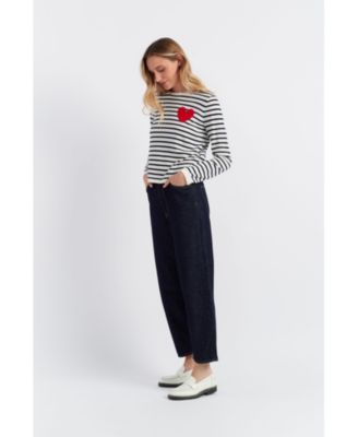 Women's Pure Merino Heart Breton Sweater