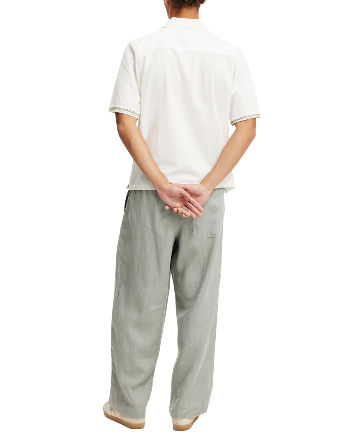 Shop Cotton On Men's Super Baggy Linen Pant In Washed Military