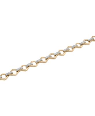 Diamond Pav&eacute; Round Link Bracelet (1/4 ct. t.w.) in 14k Gold-Plated Sterling Silver, Exclusively at Macy's