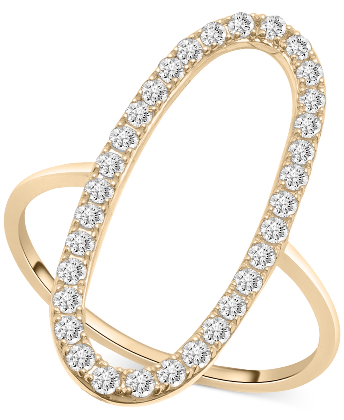 Diamond Open Oval Statement Ring (1/2 ct. t.w.) in 14k White or Yellow Gold, Created for Macy's - Yellow Gold