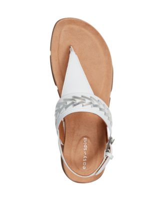 Monte Woven T-Strap Faux Leather Flat Sandals