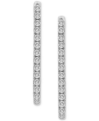 Diamond Open Rectangle Small Hoop Earrings (1/2 ct. t.w.) in 14k Yellow or White Gold