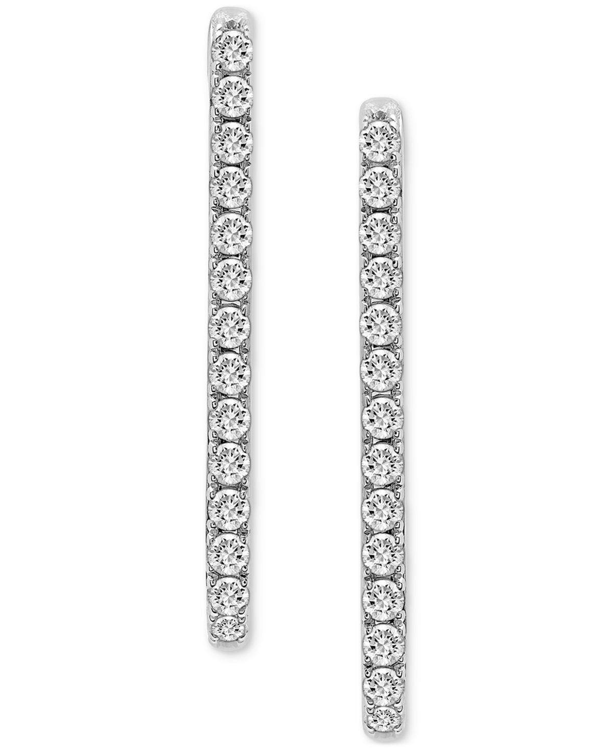 Wrapped In Love Diamond Open Rectangle Small Hoop Earrings (1/2 Ct. T.w.) In 14k Yellow Or White Gold, Created For M In White Gold