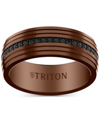Men's Black Sapphire Low Dome Comfort Fit Wedding Band (1-1/6 ct. t.w.) in Brown & Black Tungsten