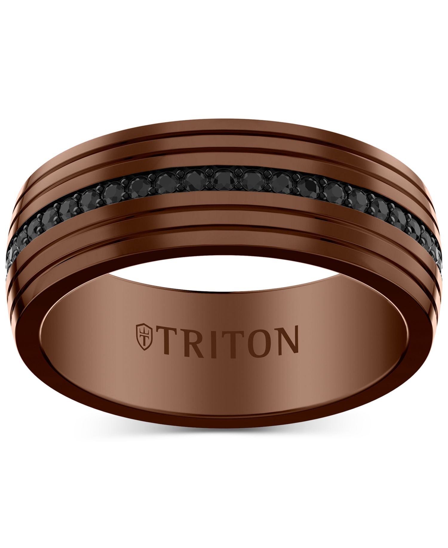 Men's Black Sapphire Low Dome Comfort Fit Wedding Band (1-1/6 ct. t.w.) in Brown & Black Tungsten