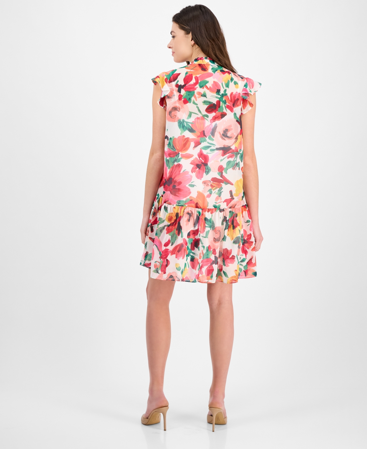 Julia Jordan Women's Floral-print Ruffle-sleeve Mini Dress In Ivory,mult
