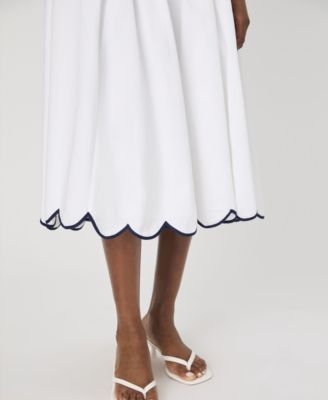 Women's Alexis Cotton Scallop Midi Skirt