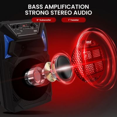 Bluetooth PA Speaker & Microphone System - Portable Karaoke Speaker with LED Lights, FM Radio & MP3/USB Support