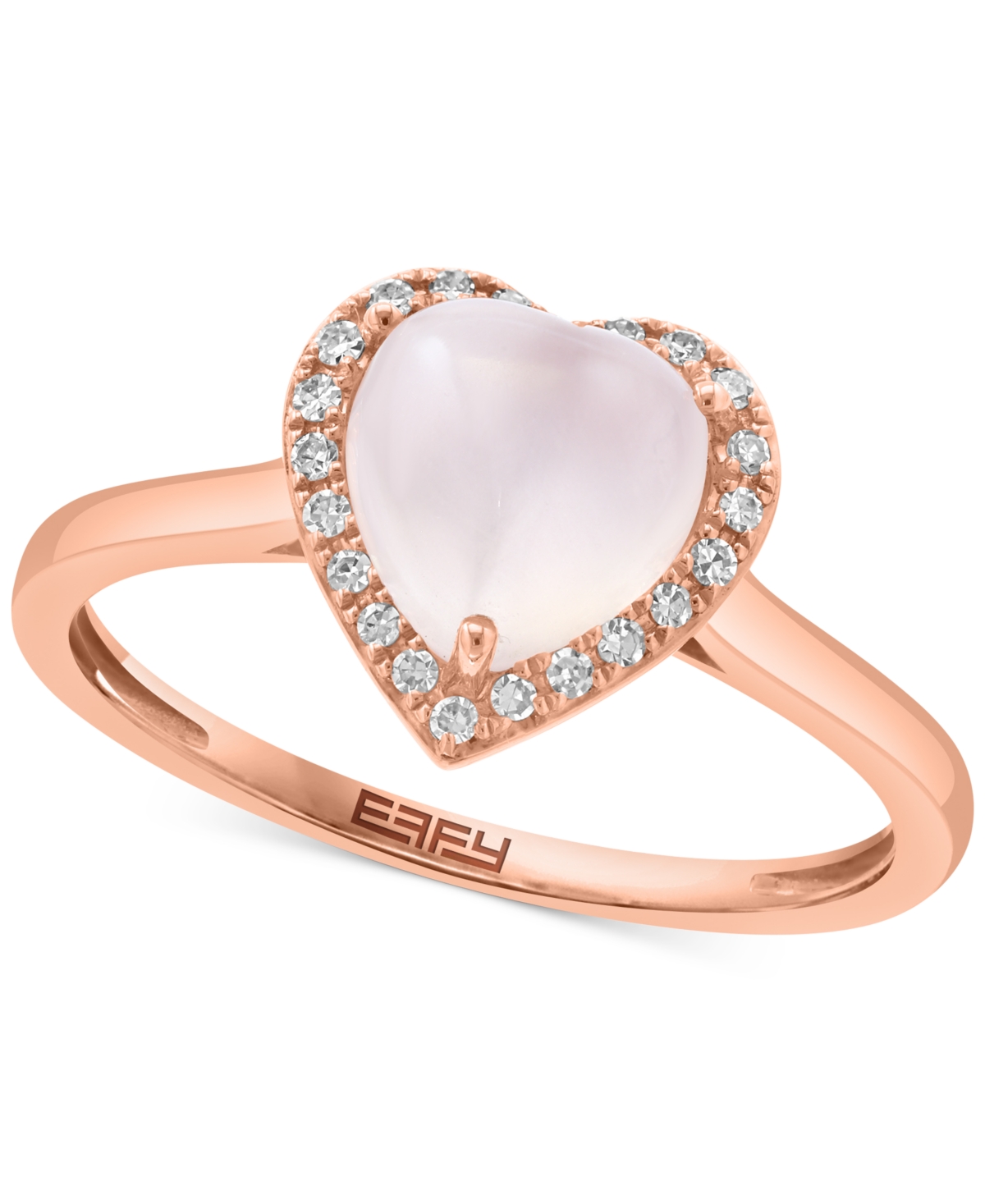 Effy Collection Effy Rose Quartz (1-5/8 Ct. T.w.) & Diamond (1/10 Ct. T.w.) Heart Halo Ring In 14k Rose Gold In Rose Gold