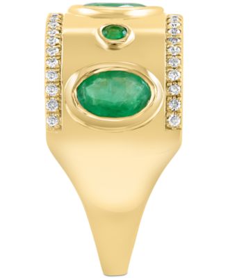 EFFY&reg; Collection Diamond (1/5 ct. t.w.) & Emerald (1-1/3 ct. t.w.) Ring in 14k Gold