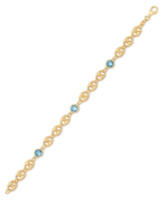 Amethyst Mariner Link Station Bracelet (3 ct. t.w.) in 14k Gold-Plated Sterling Silver (Also available in Blue Topaz)