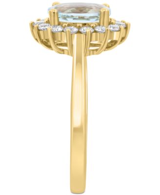 EFFY&reg; Collection Diamond (3/8 ct. t.w.) & Aquamarine (1 ct. t.w.) Ring in 14k Gold
