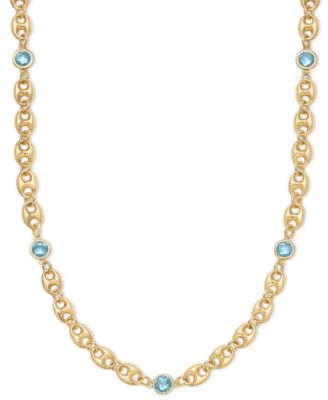 Amethyst Bezel Mariner Link 18" Collar Necklace (5 ct. t.w.) in 14k Gold-Plated Sterling Silver