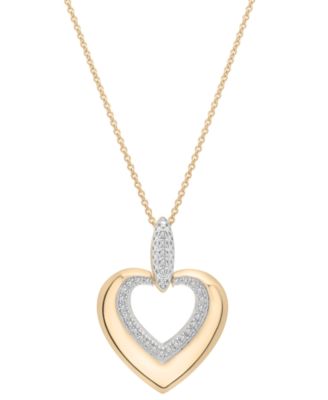 2-Pc. Set Diamond Heart Pendant Necklace & Matching Drop Earrings (1/5 ct. t.w.) in 14k Gold-Plated Sterling Silver, Exclusively at Macy's