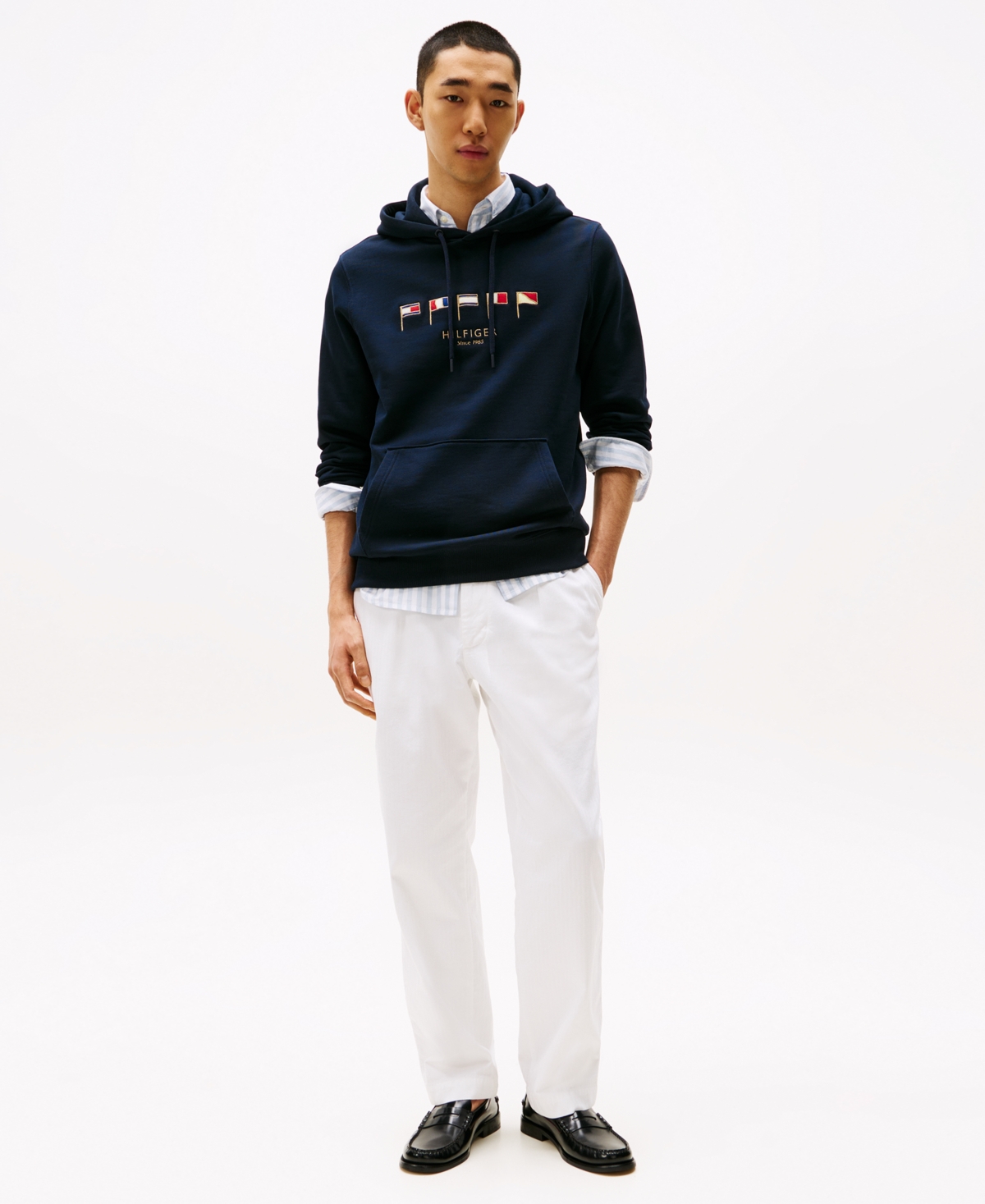 Shop Tommy Hilfiger Men's Embroidered Nautical Flag Sweatshirt In Desert Sky 654 920