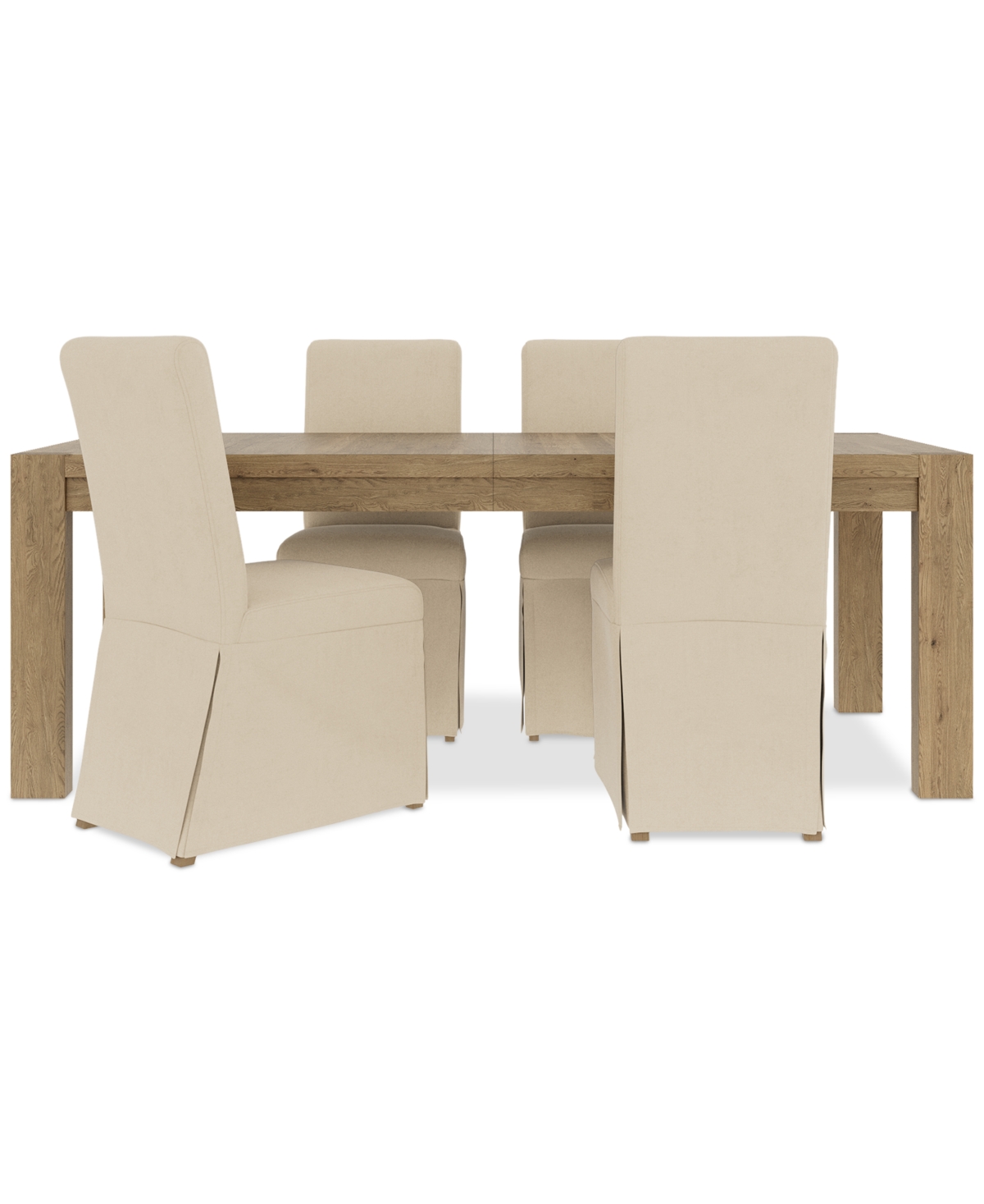 Macy's 5pc Dining Set (davie Rectangular Table & 4 Estby Chairs) In Ivory