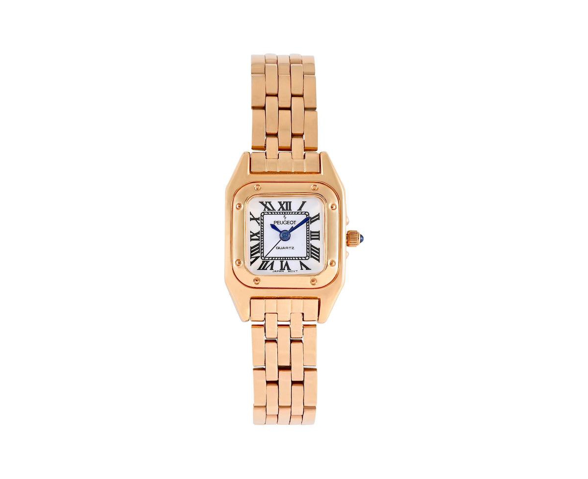 Womens 20x22mm Gold-Tone Panther Link Bracelet Watch - Gold