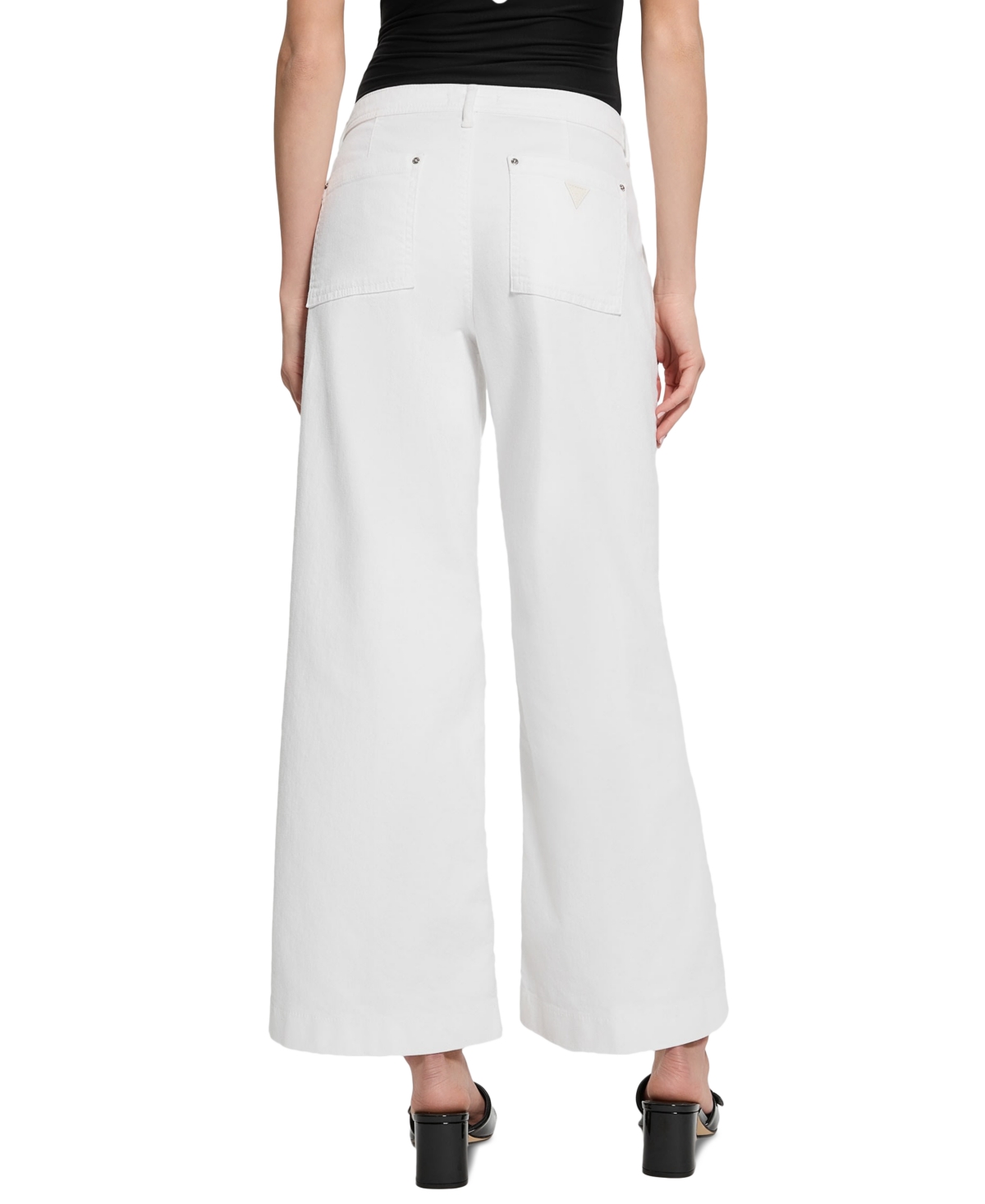Shop Guess Women's Zoya Wide-leg Cropped Jeans In White
