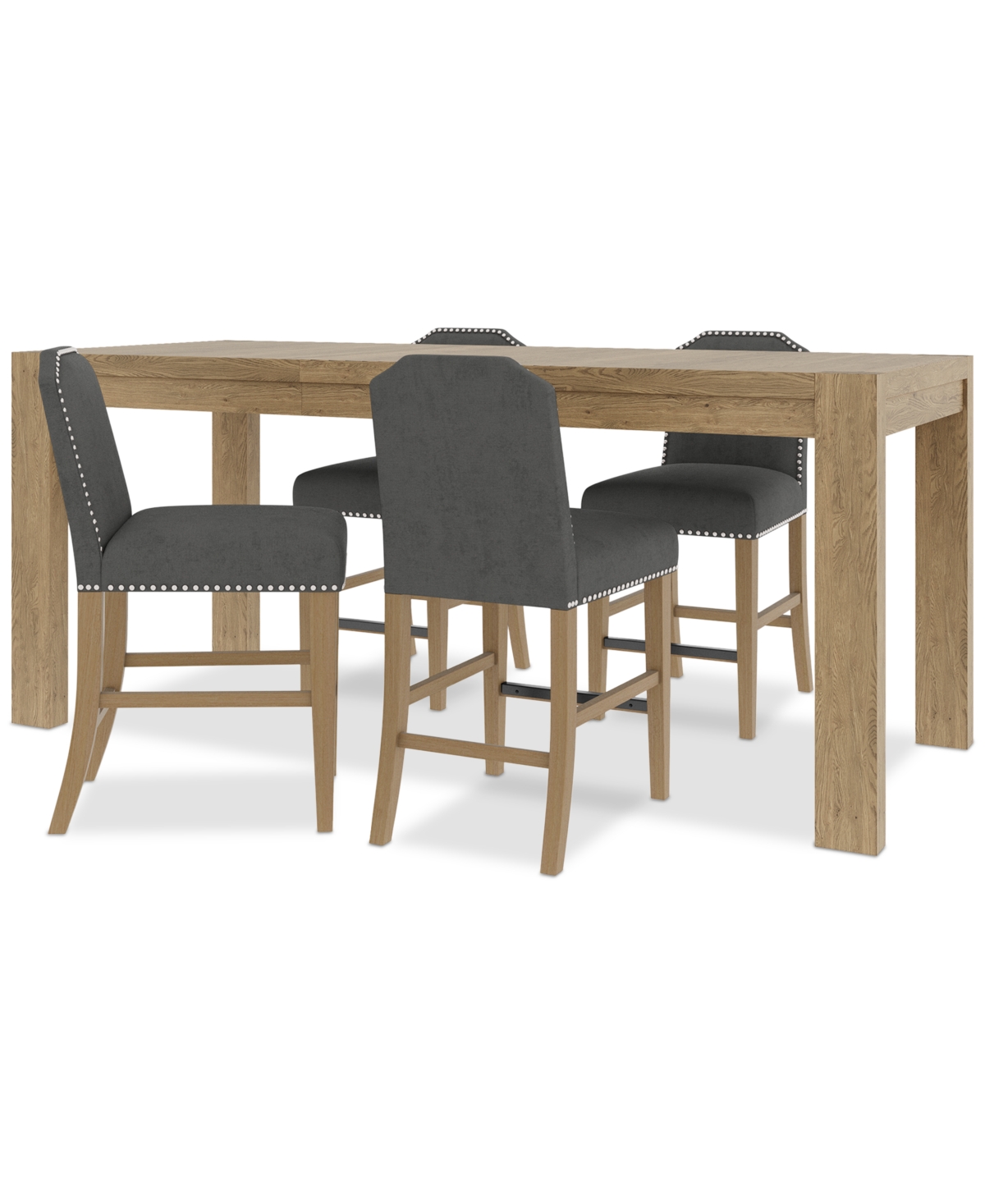 Macy's 5pc Counter Height Dining Set (davie Rectangular Table & 4 Hinsen Stools) In Slate