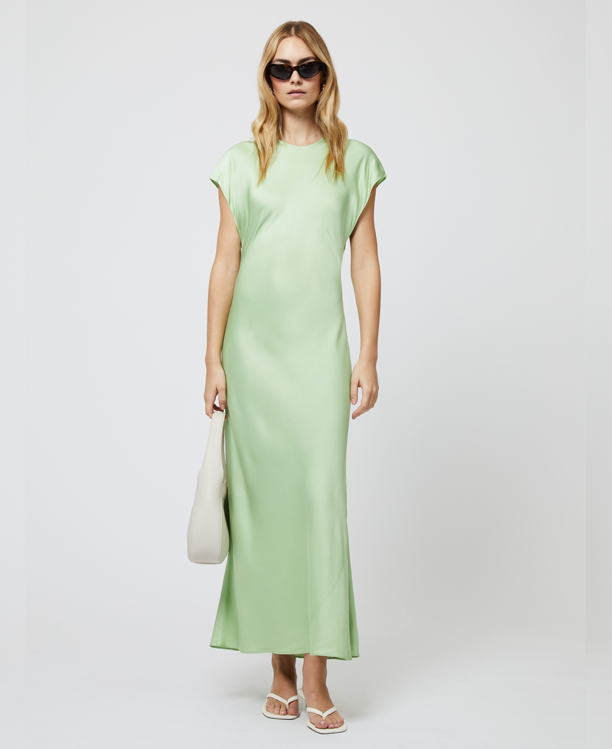 French Connection Women's Ennis Satin Column Maxi Dress In Apple Green