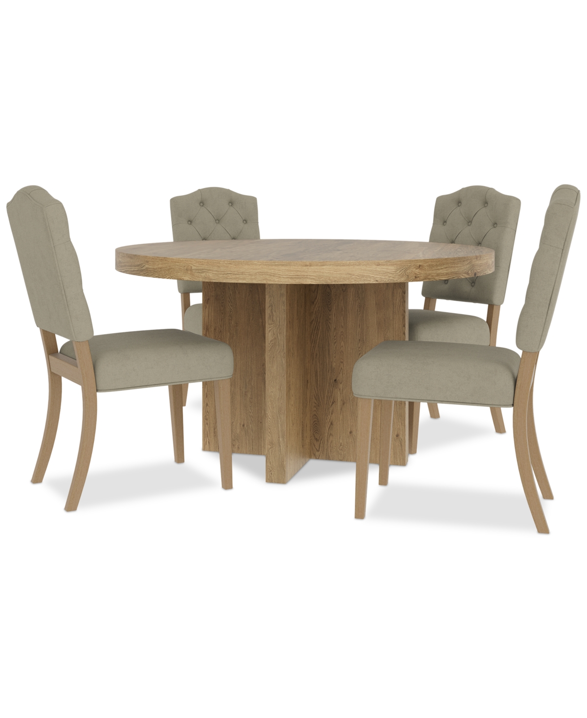 Macy's 5pc Dining Set (davie Round Table & 4 Jesilyn Chairs) In Sand